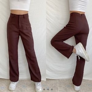 SOLD ON DP | High Rise Brown Straight Leg Trousers
